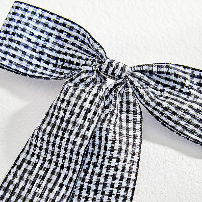 Long Streamer Gingham Bow Hair Clip - view 6