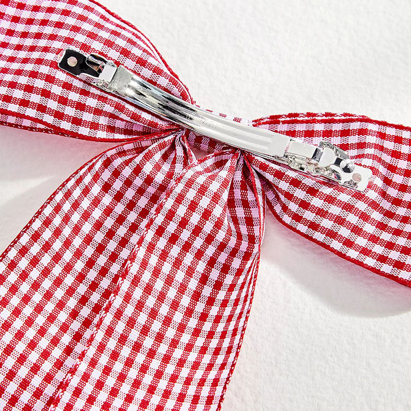 Long Streamer Gingham Bow Hair Clip - view 8