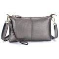 Leather Wristlet Clutch with Crossbody Strap - Gunmetal