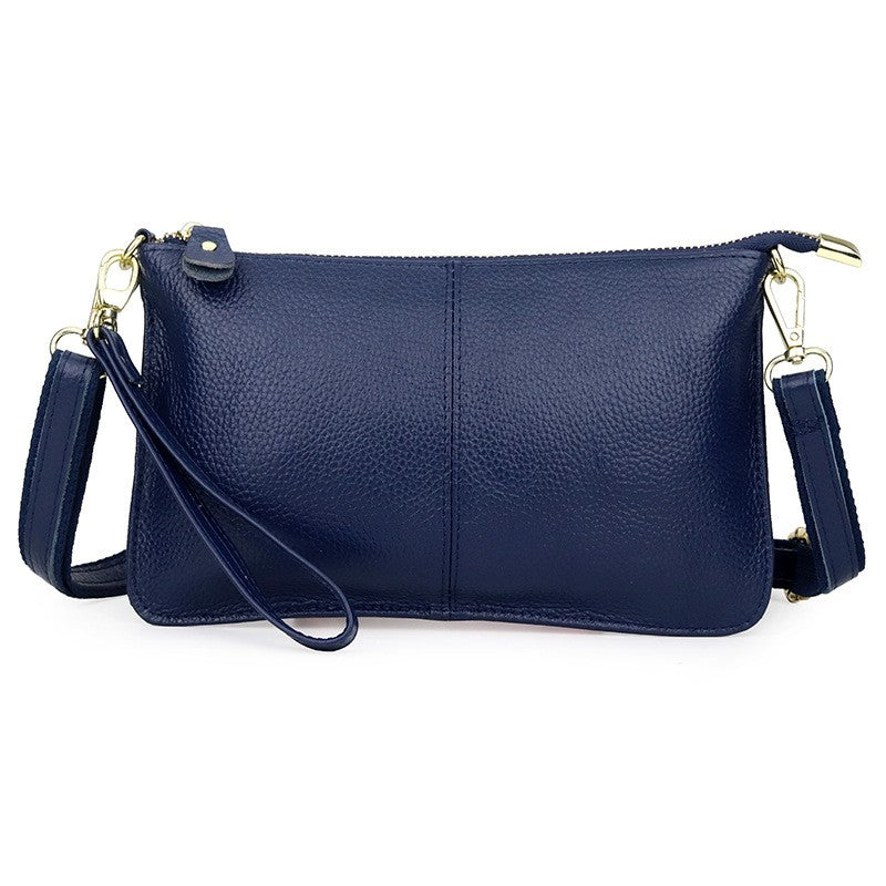 Leather Wristlet Clutch with Crossbody Strap - Royal Blue