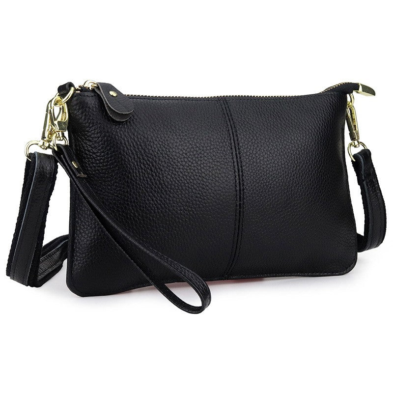 Leather Wristlet Clutch with Crossbody Strap