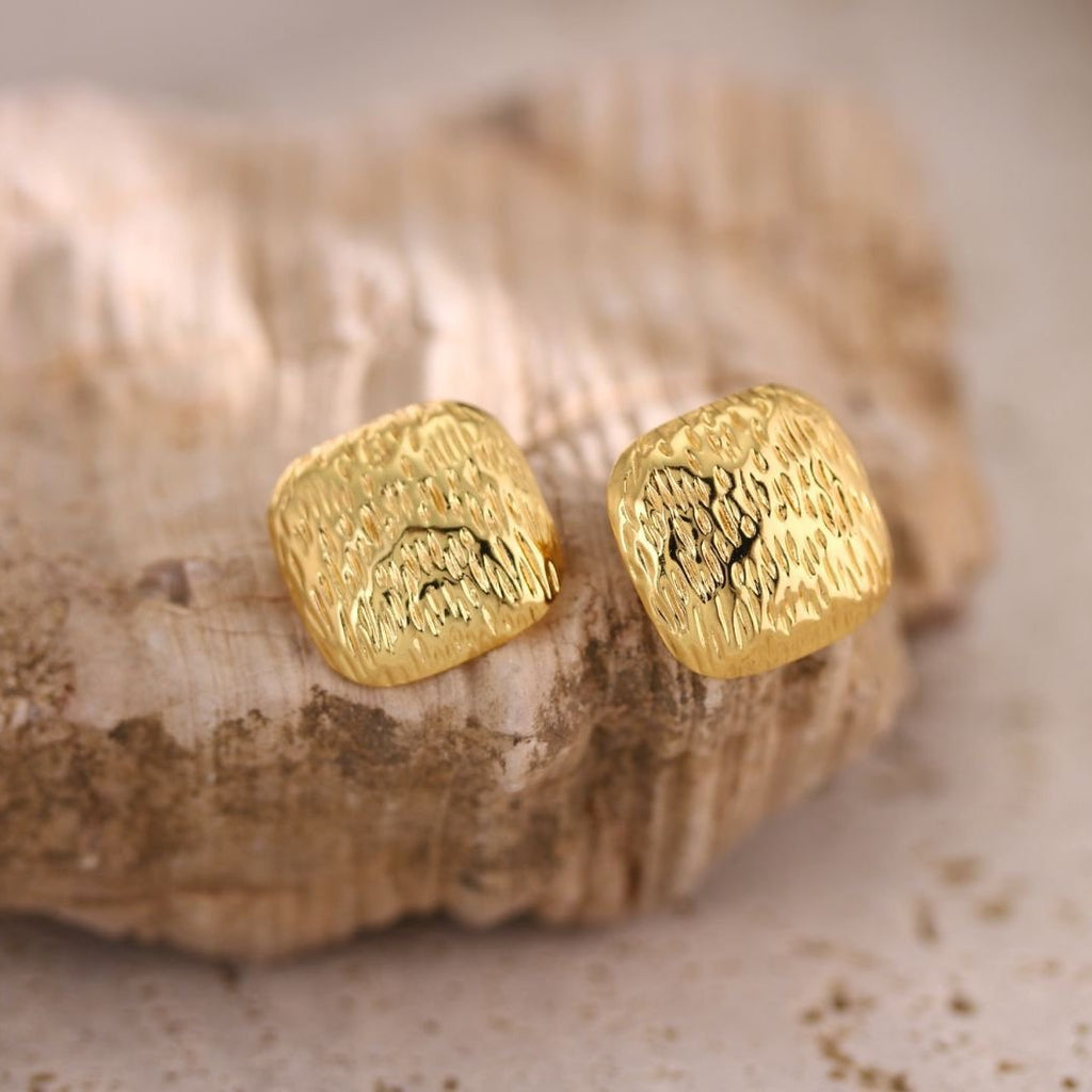 Hammered Texture Mixed Shape Stud Earrings - NO05
