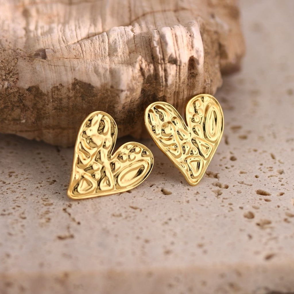 Hammered Texture Mixed Shape Stud Earrings - NO09
