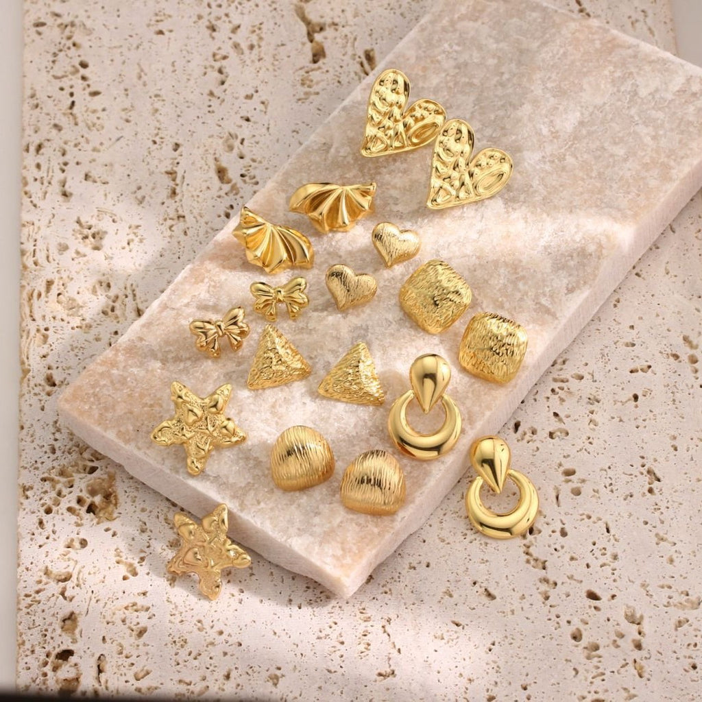 Hammered Texture Mixed Shape Stud Earrings - view 1