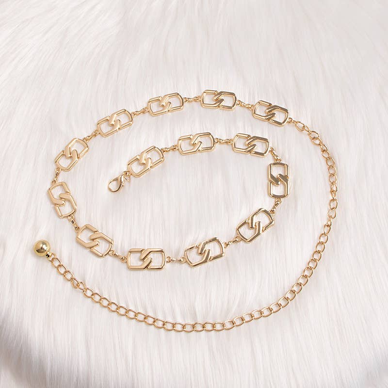 Geometric Square Link Waist Chain Belt