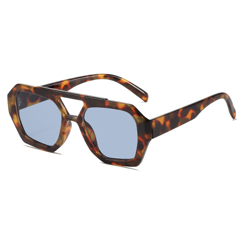Chunky Double Bridge Geometric Sunglasses - NO_02