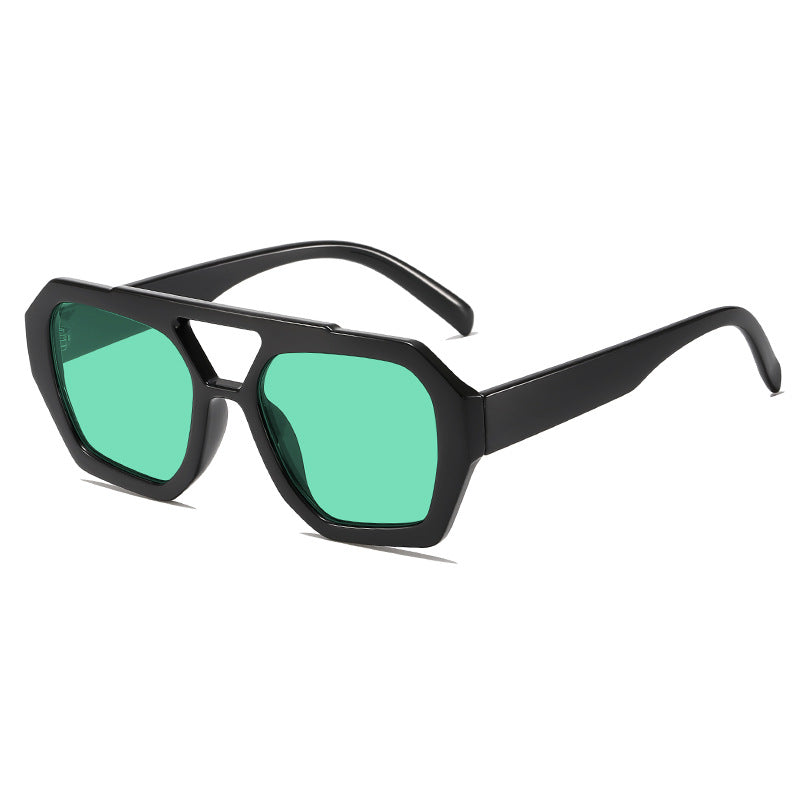 Chunky Double Bridge Geometric Sunglasses - NO_06