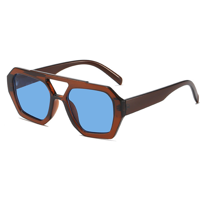 Chunky Double Bridge Geometric Sunglasses - NO_07