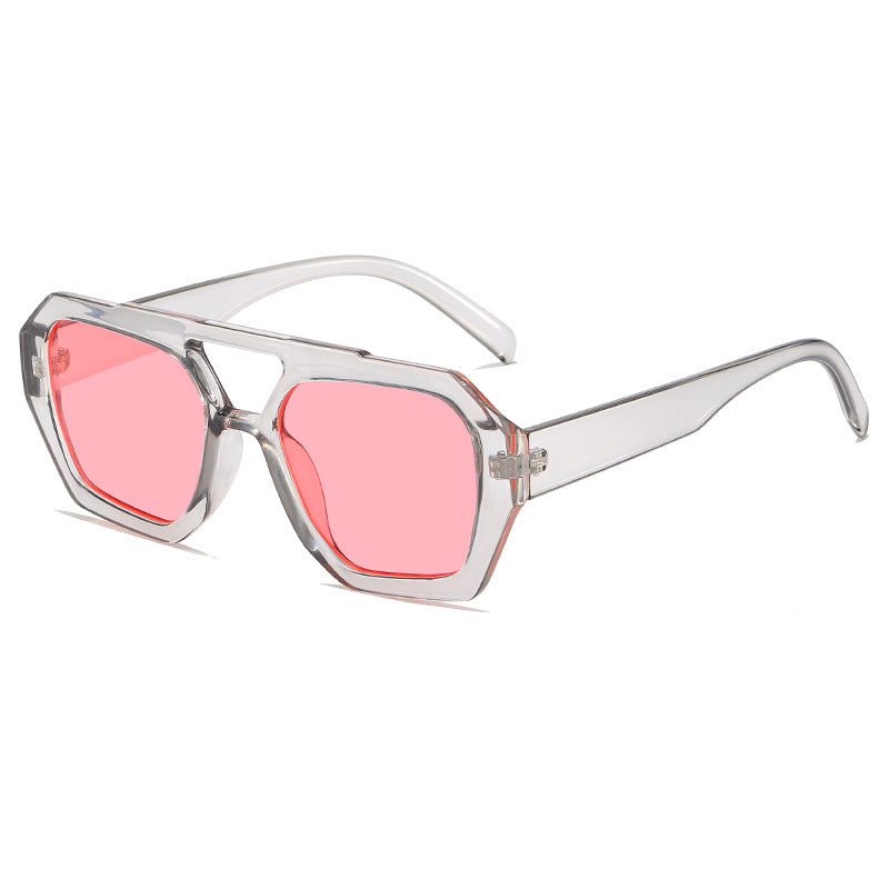 Chunky Double Bridge Geometric Sunglasses - NO_08