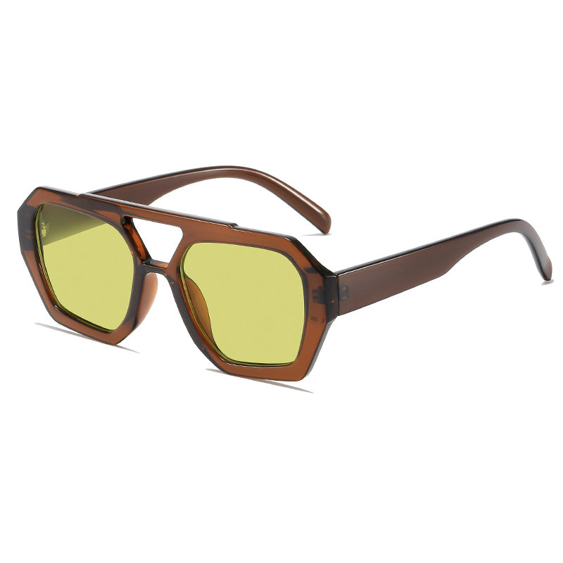 Chunky Double Bridge Geometric Sunglasses - NO_11