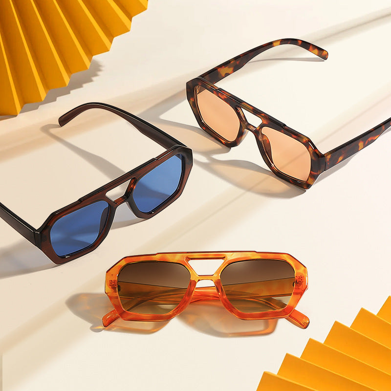 Chunky Double Bridge Geometric Sunglasses