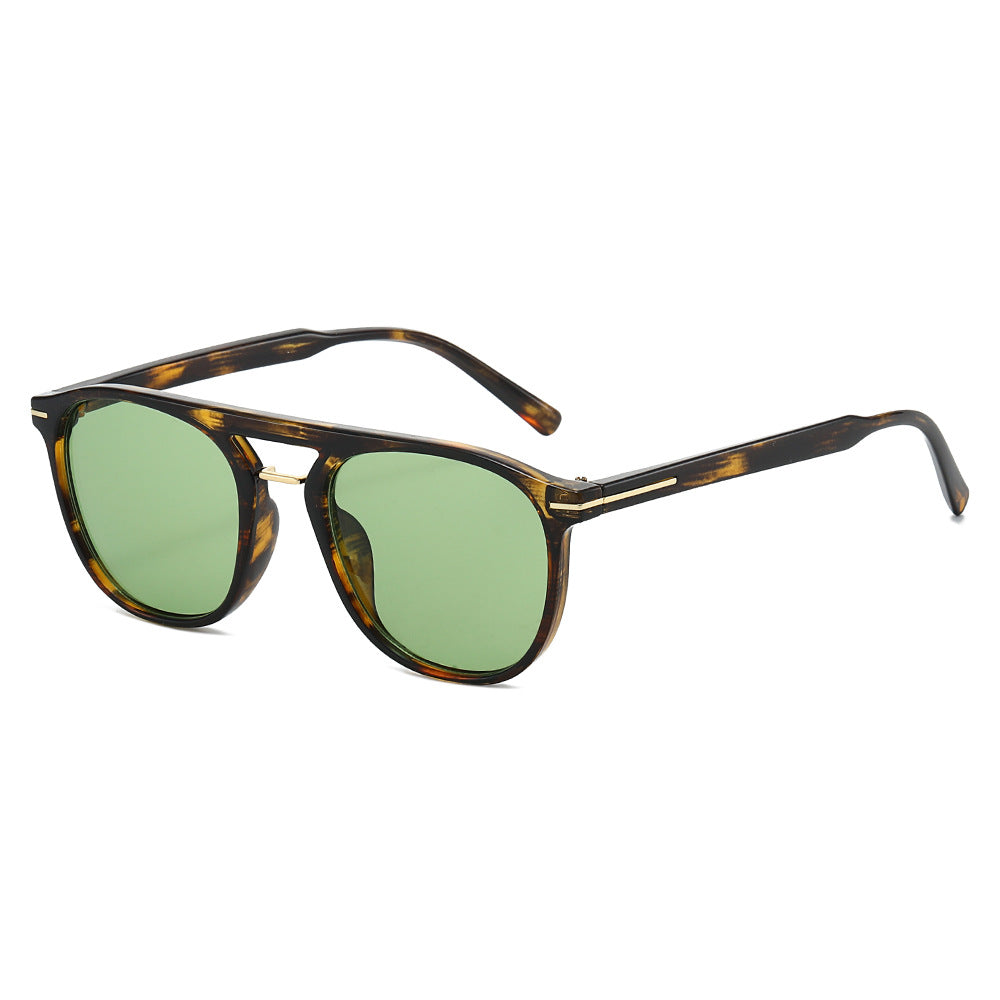 Double Bridge Square Aviator Sunglasses - Green