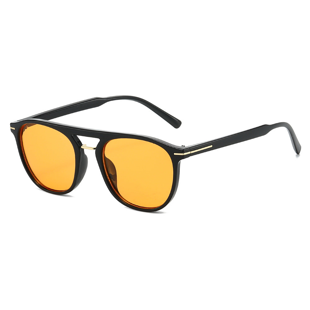 Double Bridge Square Aviator Sunglasses - Orange
