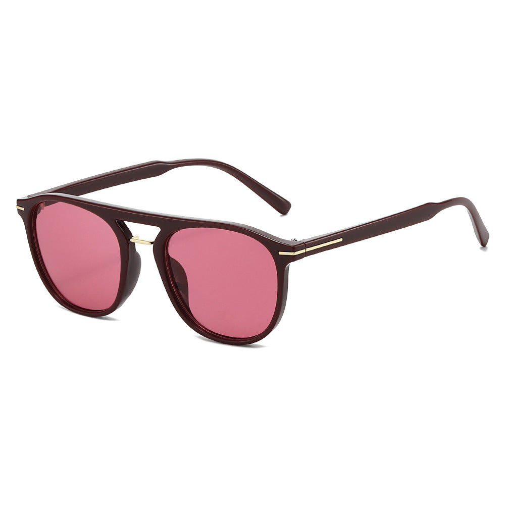 Double Bridge Square Aviator Sunglasses - Red
