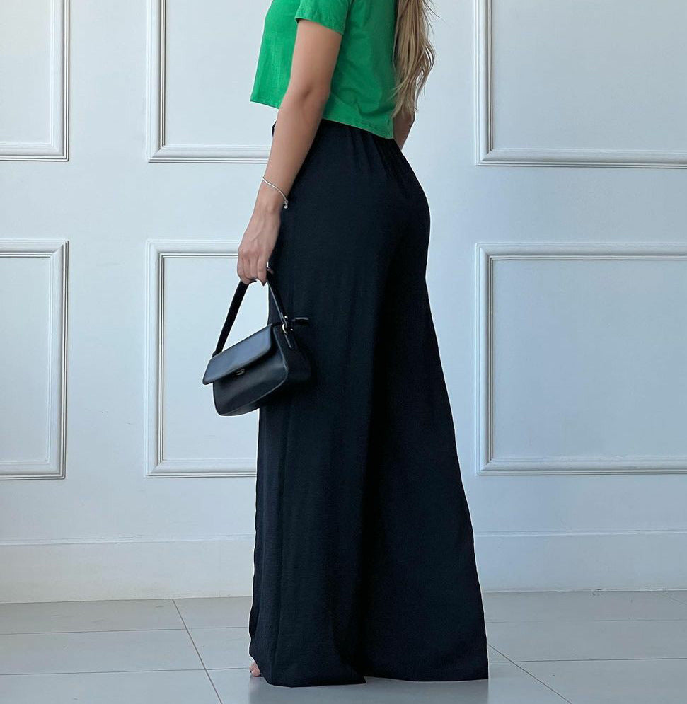 Pleated High Waist Wide Leg Suit Trousers - black - 2