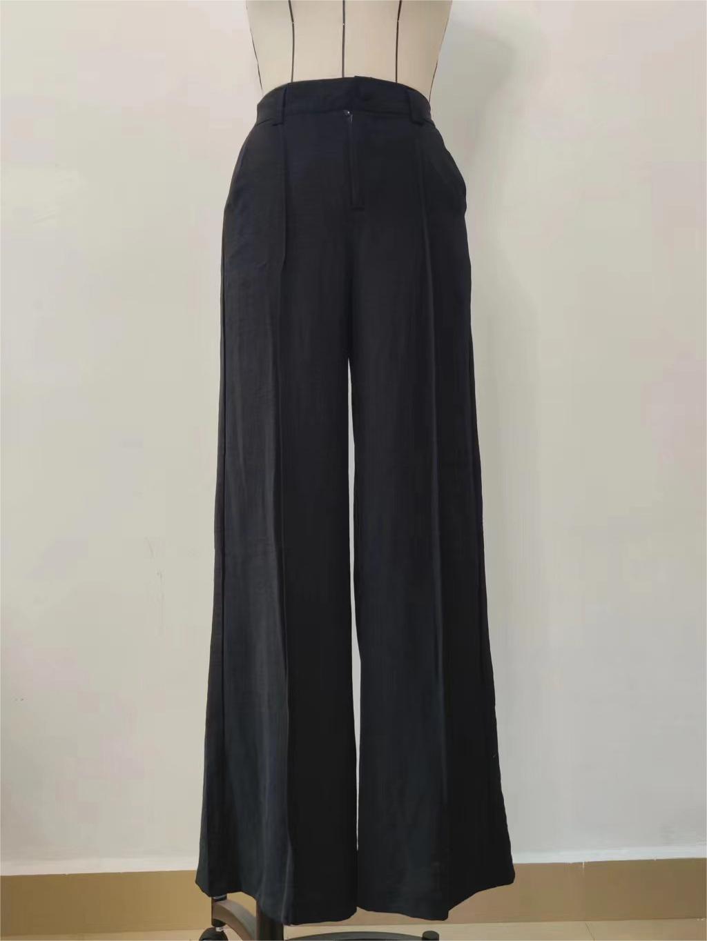 Pleated High Waist Wide Leg Suit Trousers - black - 3