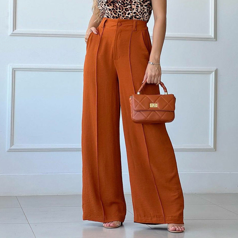 Pleated High Waist Wide Leg Suit Trousers
