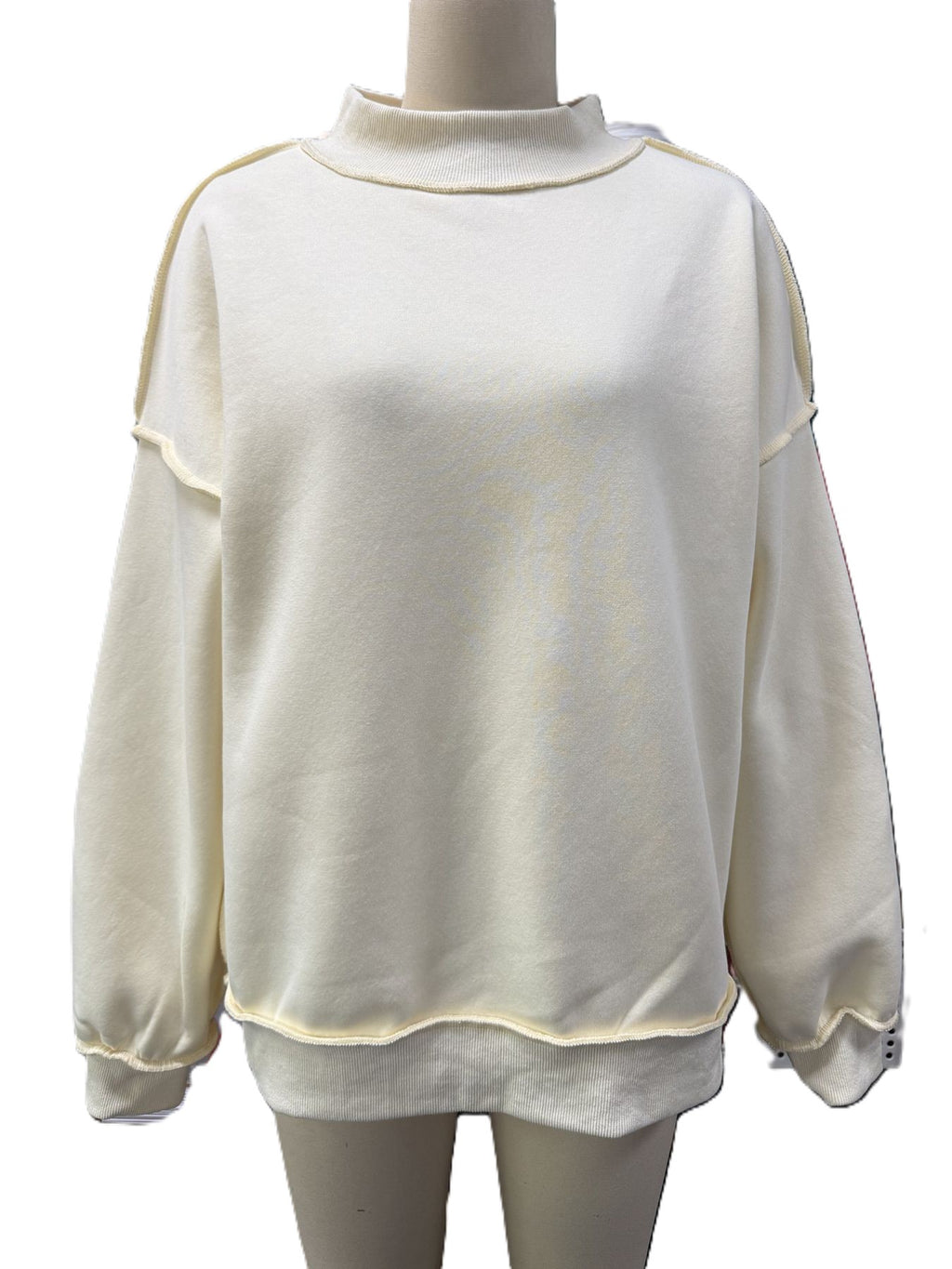 Funnel Neck Sweatshirt With Exposed Seams - Yellow