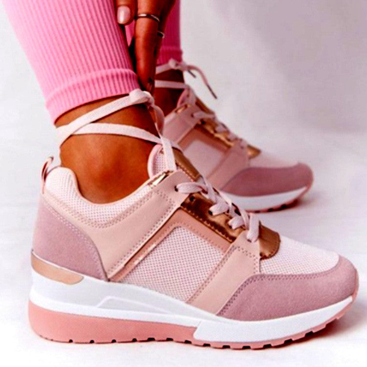 Perforated Wedge Sneakers With Metallic Accents