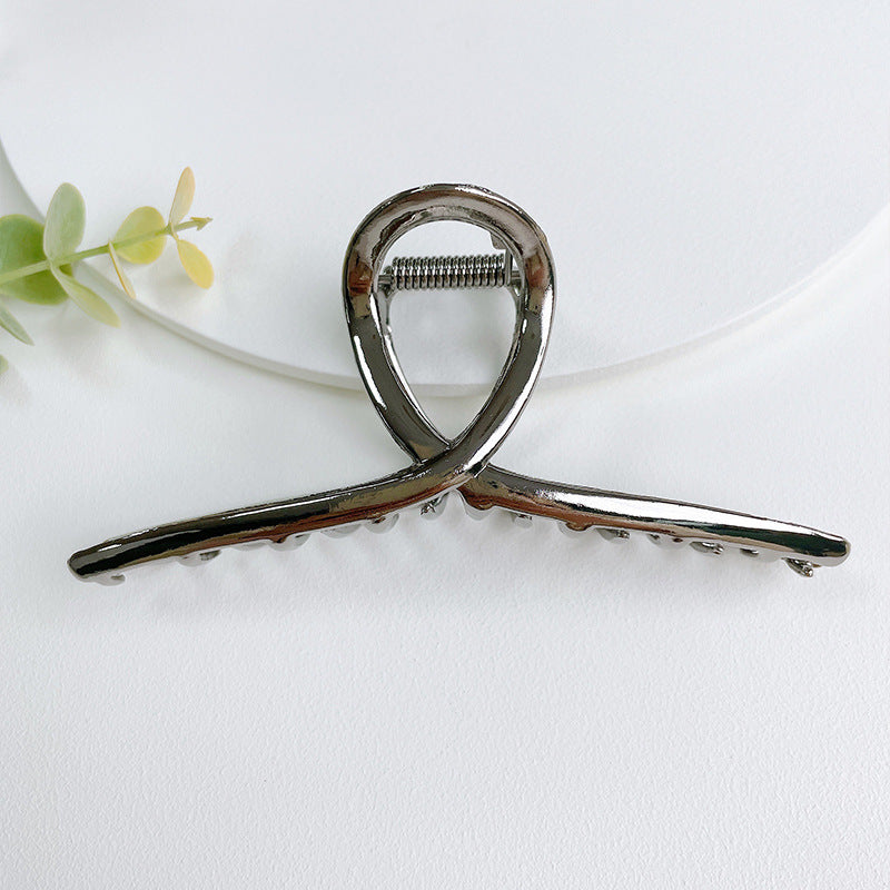 Twisted Loop Metal Hair Claw Clip - Black