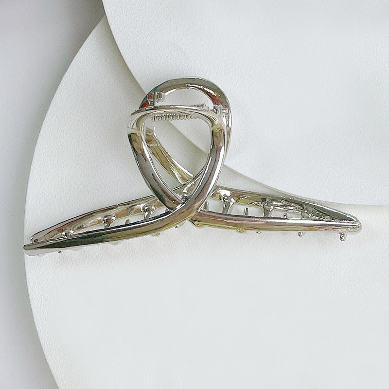 Twisted Loop Metal Hair Claw Clip - Silver