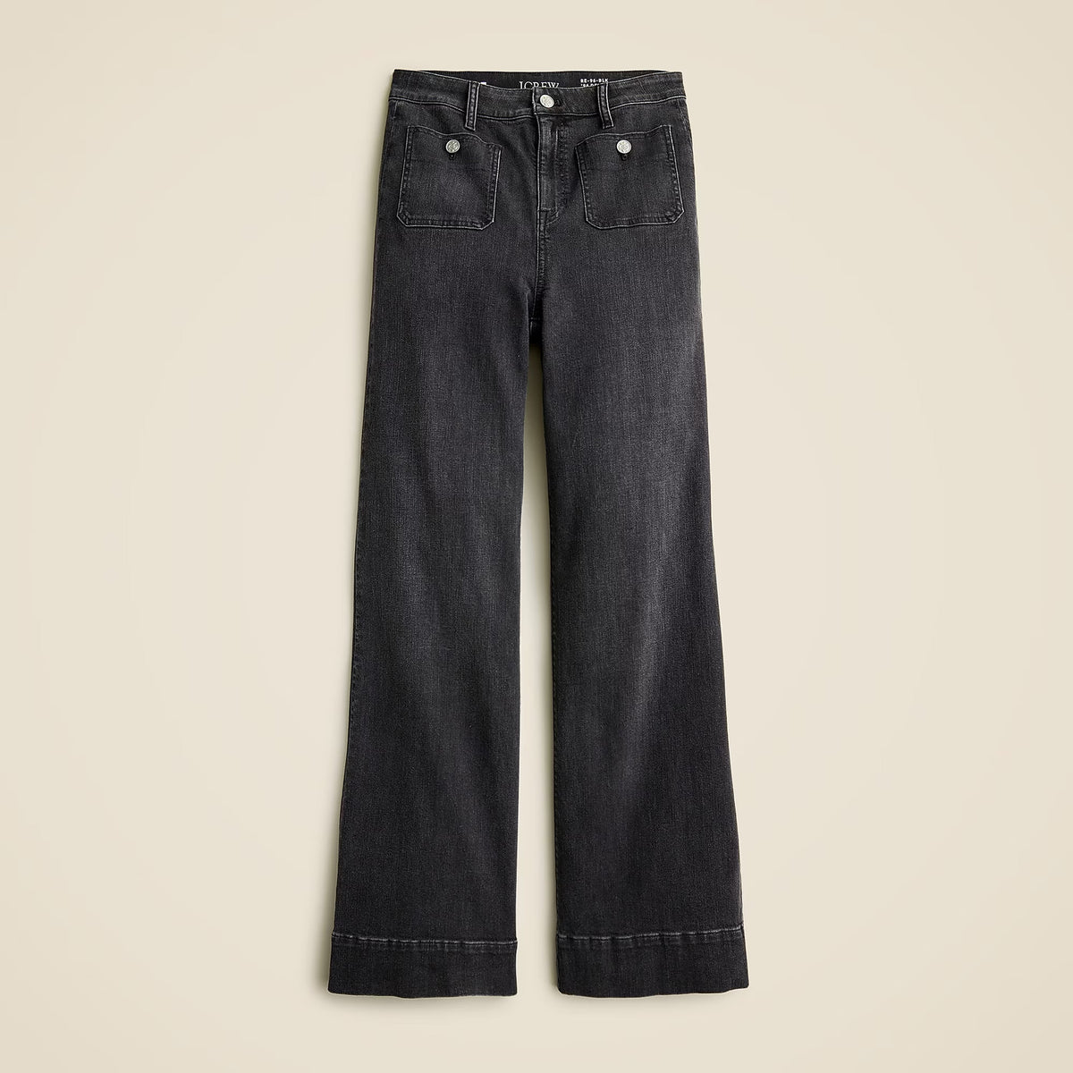 High Rise Patch Pocket Flare Jeans - Grey