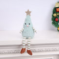 Plush Christmas Shelf Sitter with Long Striped Legs - Blue