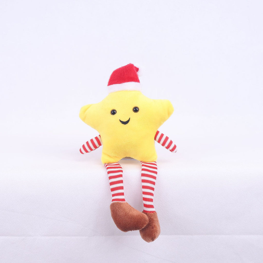 Plush Christmas Shelf Sitter with Long Striped Legs - Yellow