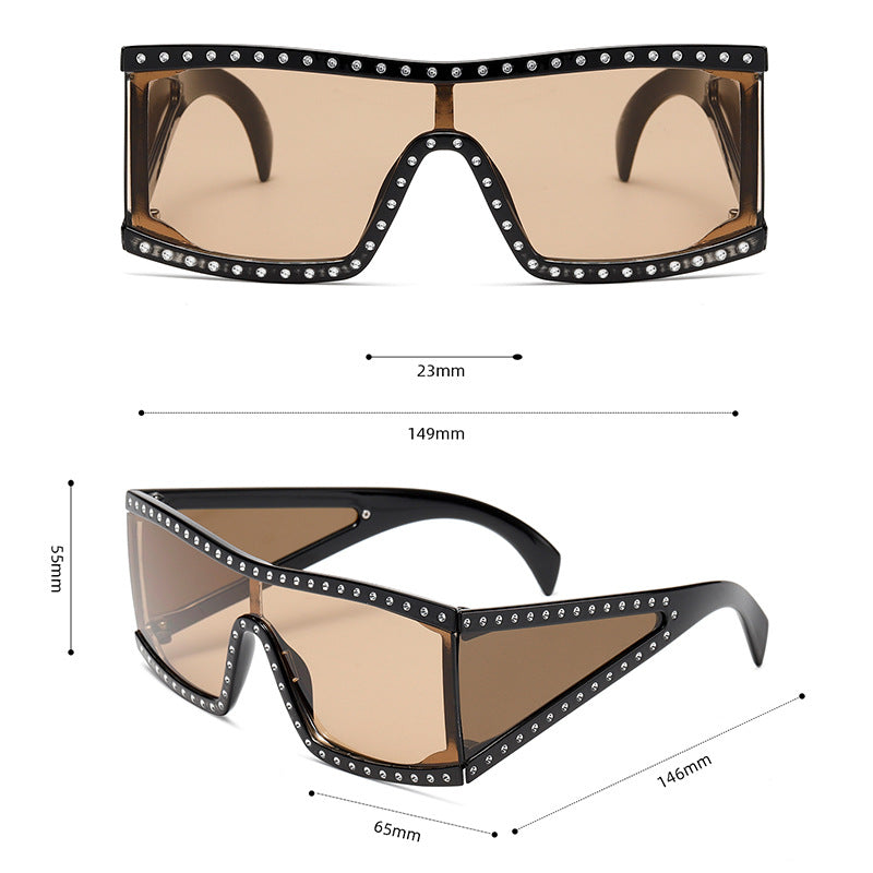 Studded One Piece Shield Sunglasses - view 1