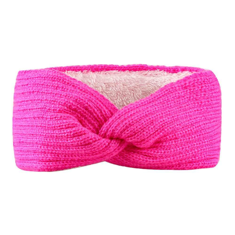 Ribbed Knit Twist Front Ear Warmer - Fuchsia