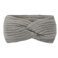 Ribbed Knit Twist Front Ear Warmer - LightGrey