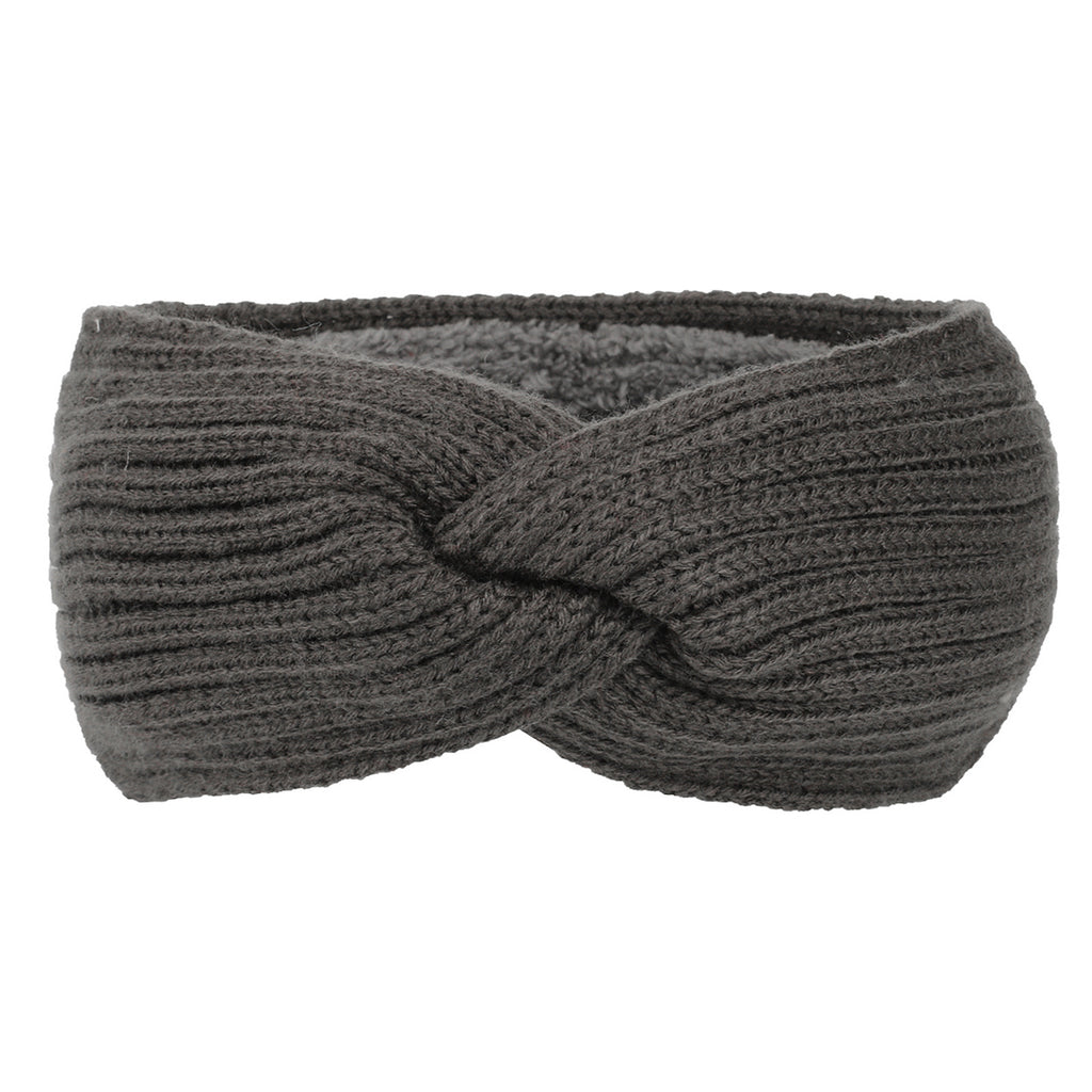 Ribbed Knit Twist Front Ear Warmer - charcoal