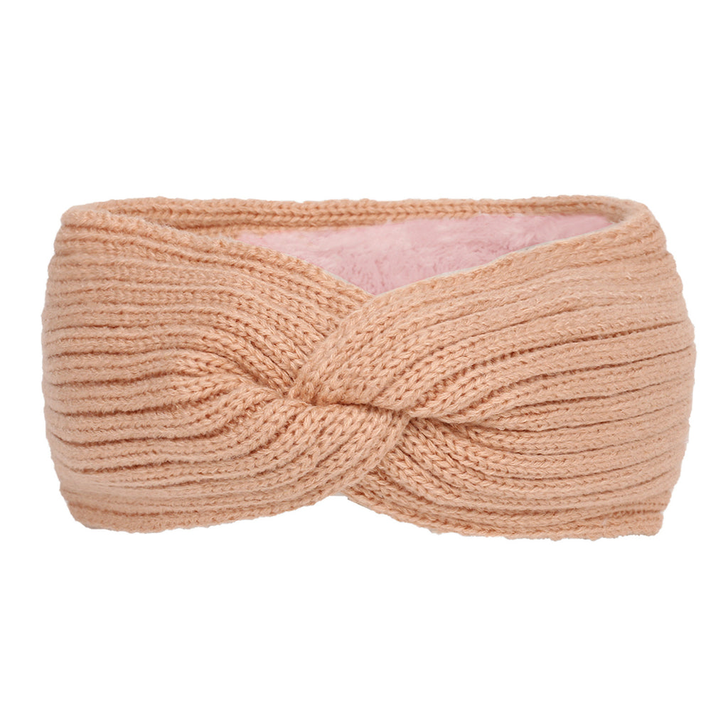 Ribbed Knit Twist Front Ear Warmer - salmon