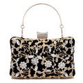 Jeweled Filigree Rhinestone Evening Clutch - Black