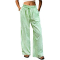 Breezy Check Wide Leg Beach Trousers - Green