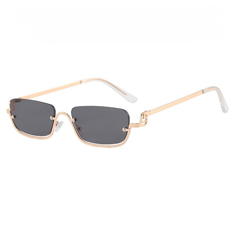 Small Rimless Rectangle Sunglasses - Grey