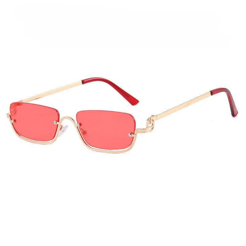 Small Rimless Rectangle Sunglasses - Pink