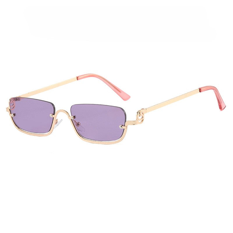 Small Rimless Rectangle Sunglasses - Purple