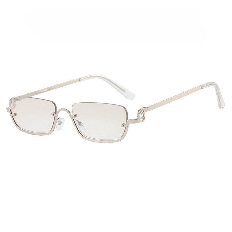 Small Rimless Rectangle Sunglasses - Silvery