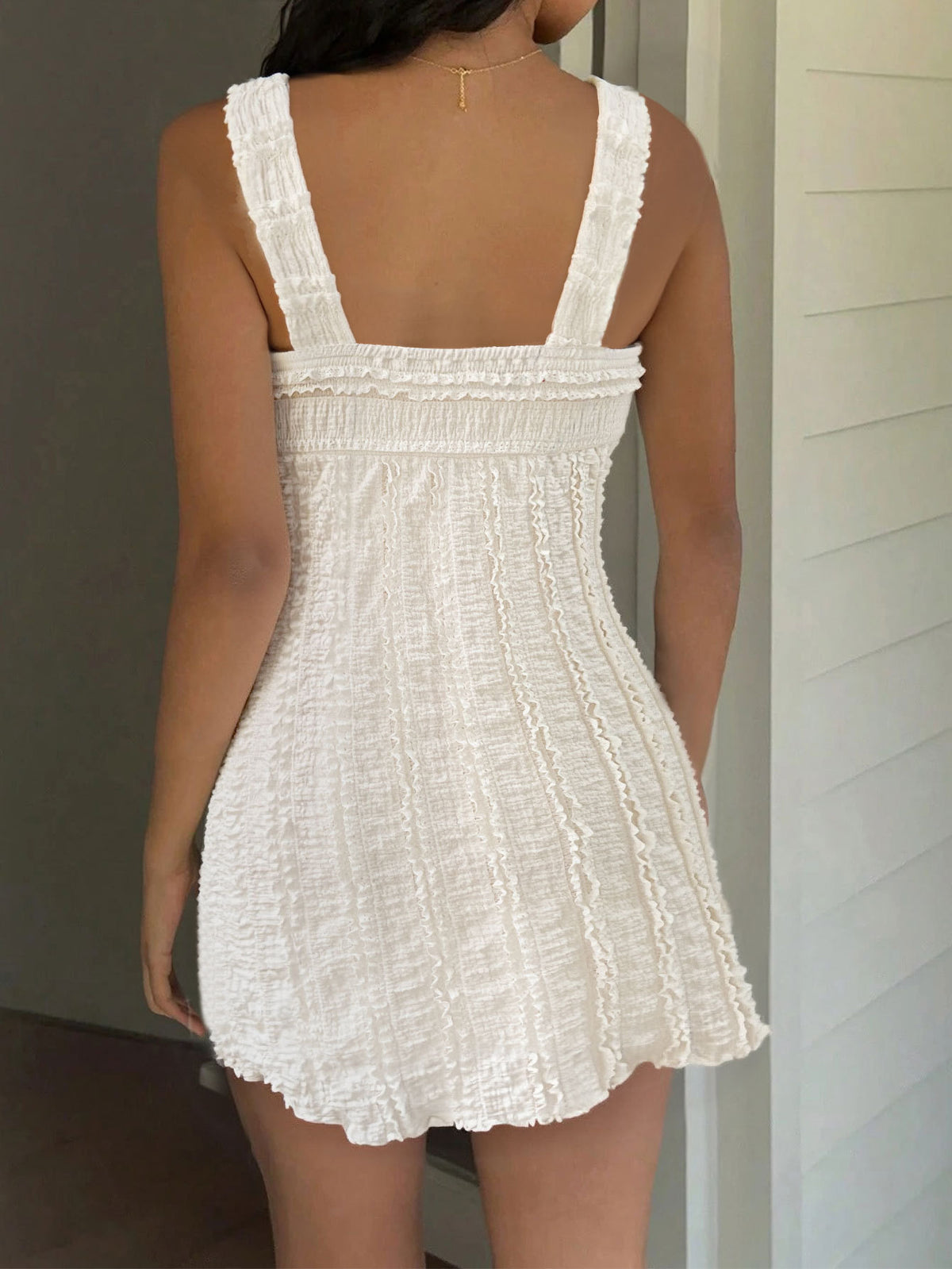 Crinkle Knit Mini Dress With Bow Bodice - view 1