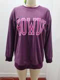 Howdy Western Graphic Oversized Sweatshirt - Purple