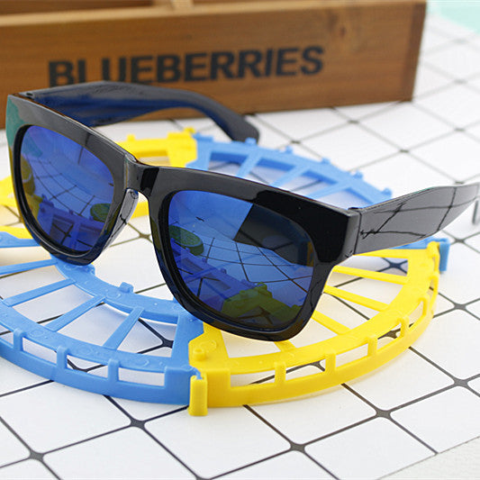 Chunky Square Frame Mirrored Sunglasses - Blue