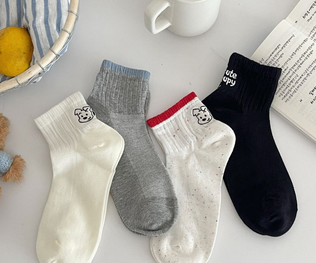 Puppy Embroidered Low Cut Ankle Socks - view 2