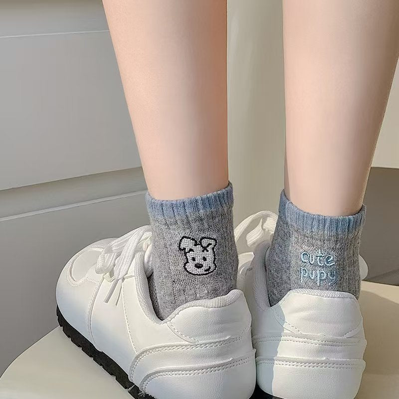 Puppy Embroidered Low Cut Ankle Socks - view 3