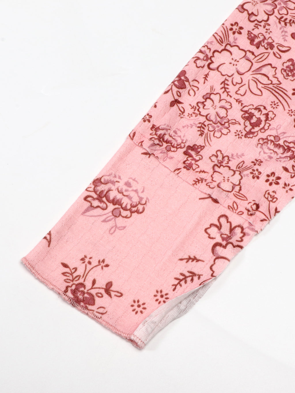 Sheer Floral Print Long Sleeve Blouse - Pink - 4