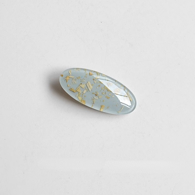 Marbled Oval Acrylic Bang Hair Clips - Blue