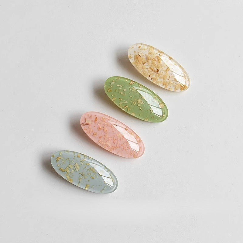 Marbled Oval Acrylic Bang Hair Clips - view 1