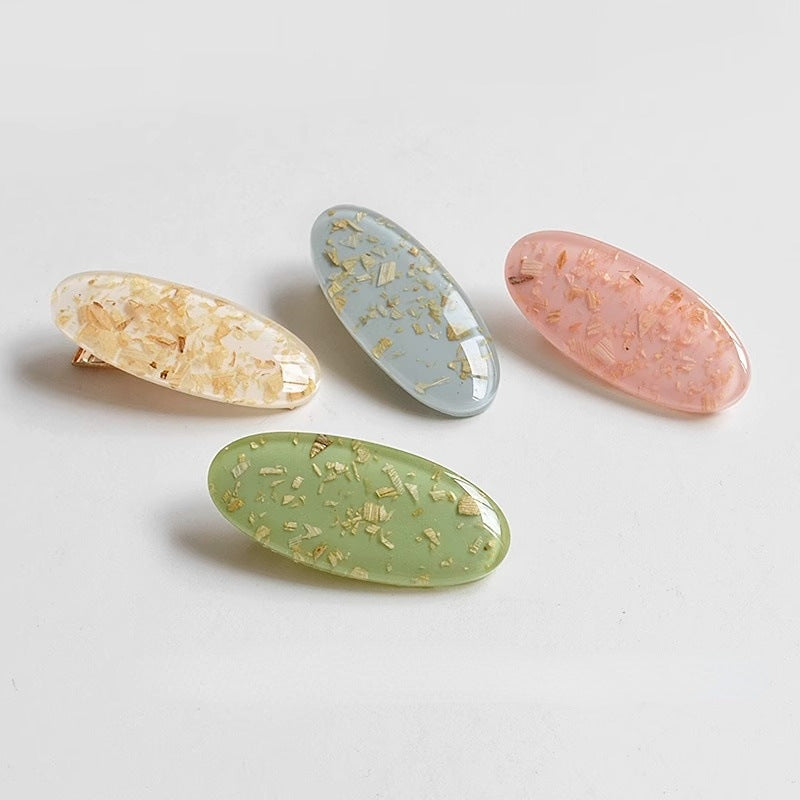 Marbled Oval Acrylic Bang Hair Clips - view 2