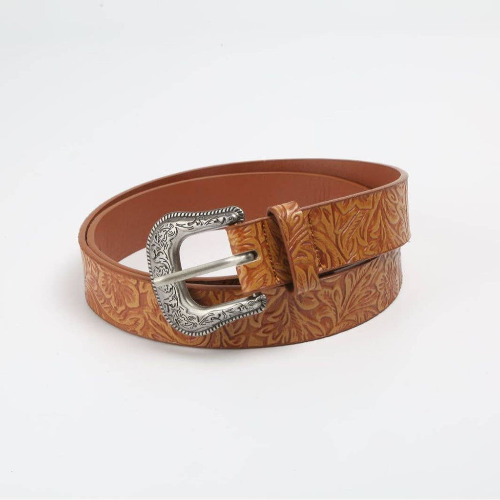 Western Tooled Floral Embossed Belt