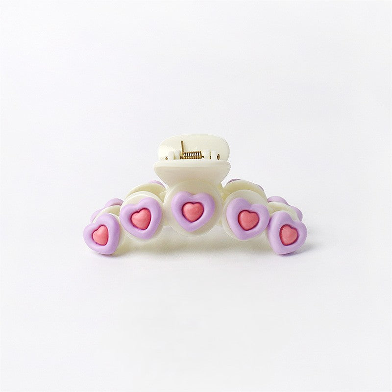 Pastel Heart Bead Hair Claw Clip - Color_4